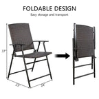 Costway Set of 4 Folding Rattan Chair Outdoor Indoor Furniture Brown - Set of 4