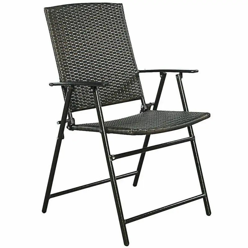 Costway Set of 4 Folding Rattan Chair Outdoor Indoor Furniture Brown - Set of 4