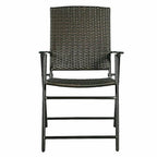 Costway Set of 4 Folding Rattan Chair Outdoor Indoor Furniture Brown - Set of 4