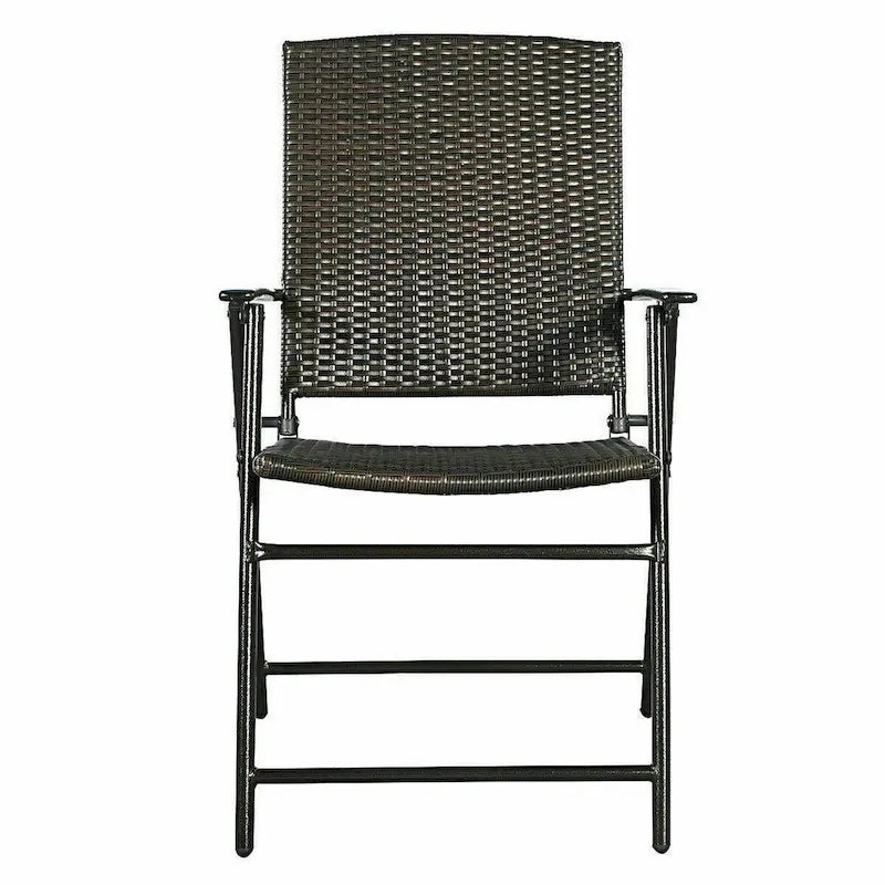Costway Set of 4 Folding Rattan Chair Outdoor Indoor Furniture Brown - Set of 4