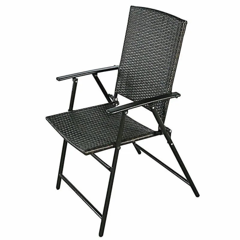 Costway Set of 4 Folding Rattan Chair Outdoor Indoor Furniture Brown - Set of 4