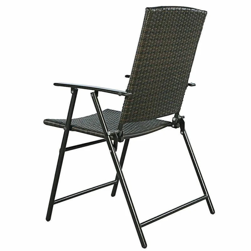 Costway Set of 4 Folding Rattan Chair Outdoor Indoor Furniture Brown - Set of 4