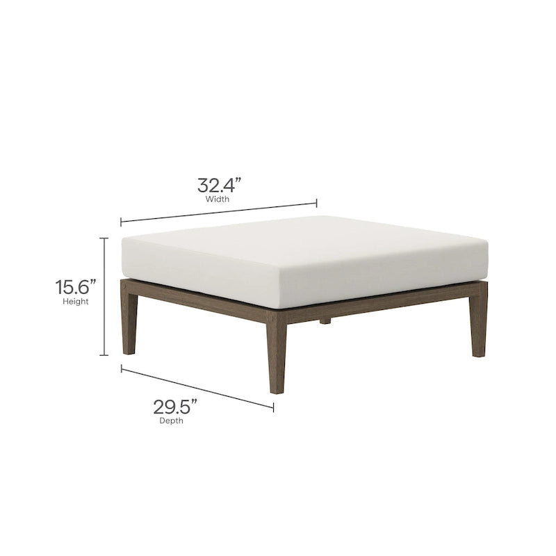 Northlake Outdoor Patio Teak Wood Loveseat and Ottoman Set