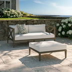 Northlake Outdoor Patio Teak Wood Loveseat and Ottoman Set