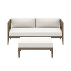 Northlake Outdoor Patio Teak Wood Loveseat and Ottoman Set