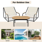 Outdoor Chaise Lounge Set of 3 with Cushion, Patio Lounge Chair Recliner with Acacia Side Table
