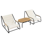 Outdoor Chaise Lounge Set of 3 with Cushion, Patio Lounge Chair Recliner with Acacia Side Table