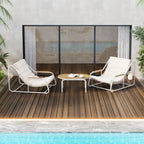 Outdoor Chaise Lounge Set of 3 with Cushion, Patio Lounge Chair Recliner with Acacia Side Table
