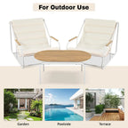 Outdoor Chaise Lounge Set of 3 with Cushion, Patio Lounge Chair Recliner with Acacia Side Table