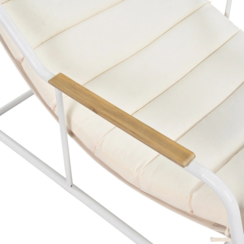 Outdoor Chaise Lounge Set of 3 with Cushion, Patio Lounge Chair Recliner with Acacia Side Table