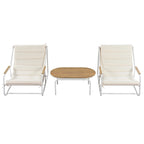 Outdoor Chaise Lounge Set of 3 with Cushion, Patio Lounge Chair Recliner with Acacia Side Table