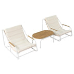 Outdoor Chaise Lounge Set of 3 with Cushion, Patio Lounge Chair Recliner with Acacia Side Table