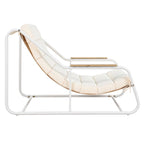 Outdoor Chaise Lounge Set of 3 with Cushion, Patio Lounge Chair Recliner with Acacia Side Table