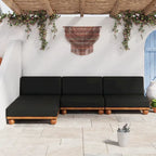 Scott Living Dulcie 4 Piece Outdoor Acacia Wood L Shape Setional Sofa with Removable Cushions