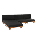 Scott Living Dulcie 4 Piece Outdoor Acacia Wood L Shape Setional Sofa with Removable Cushions