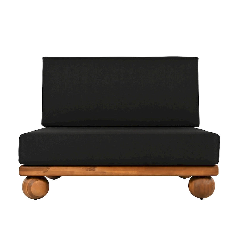 Scott Living Dulcie 4 Piece Outdoor Acacia Wood L Shape Setional Sofa with Removable Cushions