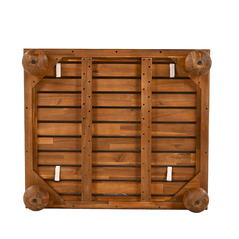 Scott Living Dulcie 4 Piece Outdoor Acacia Wood L Shape Setional Sofa with Removable Cushions