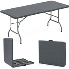 Costway 6 ft Portable Folding Table with Wood Grain HDPE Tabletop Safe - See Details