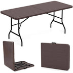 Costway 6 ft Portable Folding Table with Wood Grain HDPE Tabletop Safe - See Details