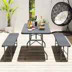 Costway 6 ft Portable Folding Table with Wood Grain HDPE Tabletop Safe - See Details