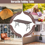 Costway 6 ft Portable Folding Table with Wood Grain HDPE Tabletop Safe - See Details