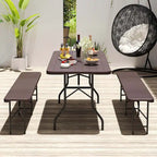 Costway 6 ft Portable Folding Table with Wood Grain HDPE Tabletop Safe - See Details