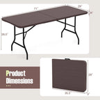 Costway 6 ft Portable Folding Table with Wood Grain HDPE Tabletop Safe - See Details