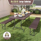 Costway 6 ft Portable Folding Table with Wood Grain HDPE Tabletop Safe - See Details