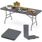 Costway 6 ft Portable Folding Table with Wood Grain HDPE Tabletop Safe - See Details