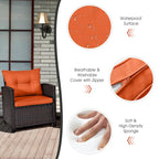 Gymax Set of 3 Rattan Furniture Set Patio Cushioned Conversation Set
