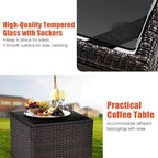Gymax Set of 3 Rattan Furniture Set Patio Cushioned Conversation Set