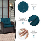 Gymax Set of 3 Rattan Furniture Set Patio Cushioned Conversation Set