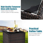 Gymax Set of 3 Rattan Furniture Set Patio Cushioned Conversation Set