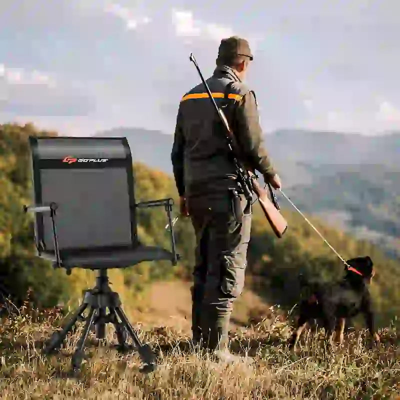 Goplus Swivel Hunting Chair with 4 360 Adjustable Legs Folding Silent - See Details