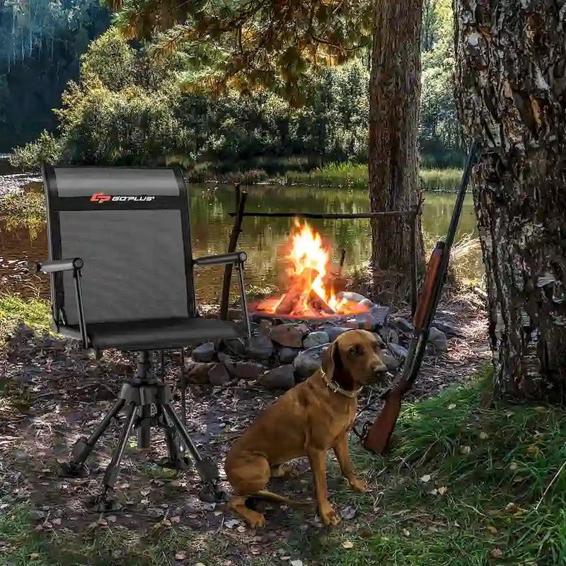 Goplus Swivel Hunting Chair with 4 360 Adjustable Legs Folding Silent - See Details