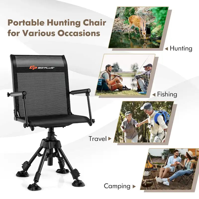 Goplus Swivel Hunting Chair with 4 360 Adjustable Legs Folding Silent - See Details
