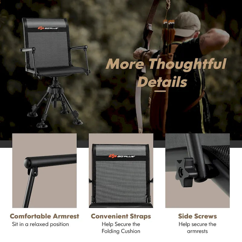 Goplus Swivel Hunting Chair with 4 360 Adjustable Legs Folding Silent - See Details