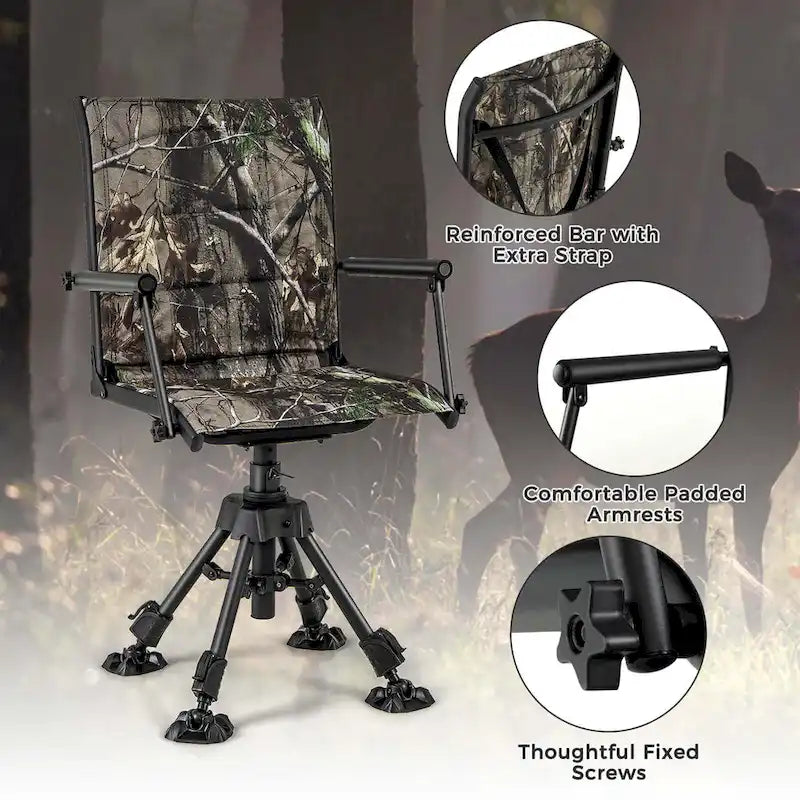 Goplus Swivel Hunting Chair with 4 360 Adjustable Legs Folding Silent - See Details