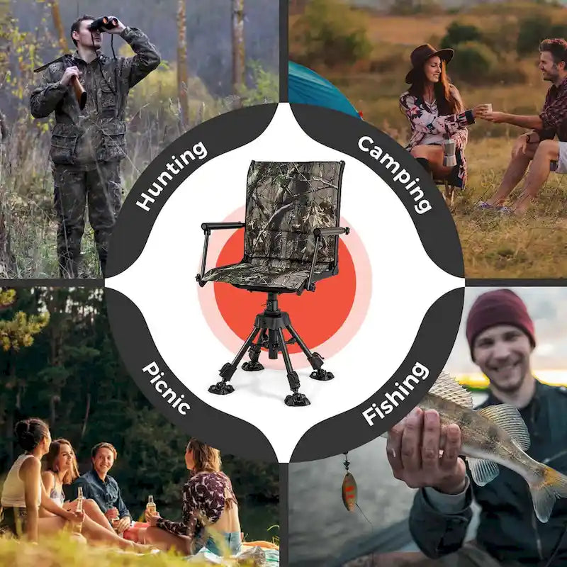 Goplus Swivel Hunting Chair with 4 360 Adjustable Legs Folding Silent - See Details