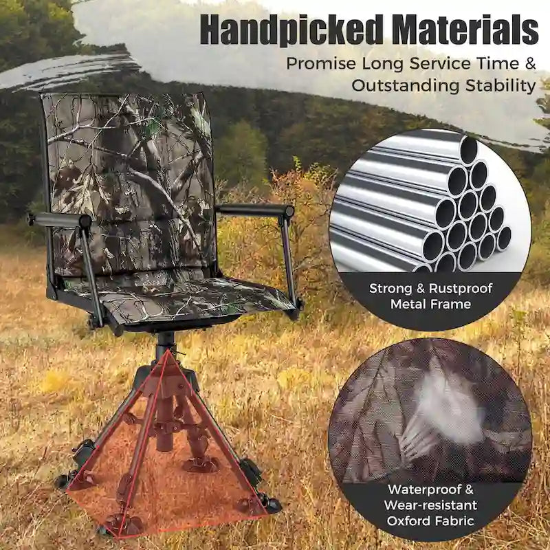 Goplus Swivel Hunting Chair with 4 360 Adjustable Legs Folding Silent - See Details