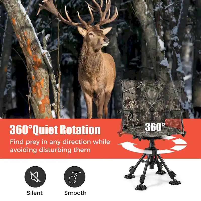 Goplus Swivel Hunting Chair with 4 360 Adjustable Legs Folding Silent - See Details