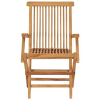 Outdoor Accent Chair Set of 2, Folding Design, Gray, Brown Teak Wood