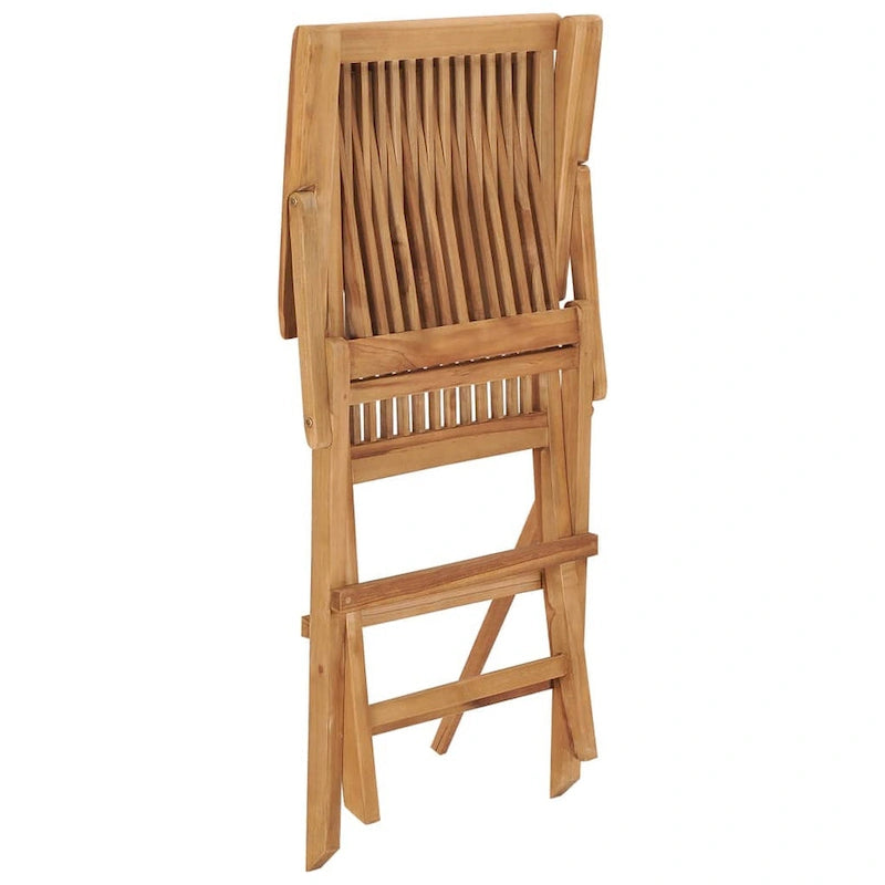 Outdoor Accent Chair Set of 2, Folding Design, Gray, Brown Teak Wood