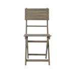 Cami Outdoor Foldable Bistro Chair, Slat Back, Cross Gray Acacia Wood