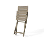 Cami Outdoor Foldable Bistro Chair, Slat Back, Cross Gray Acacia Wood