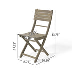 Cami Outdoor Foldable Bistro Chair, Slat Back, Cross Gray Acacia Wood
