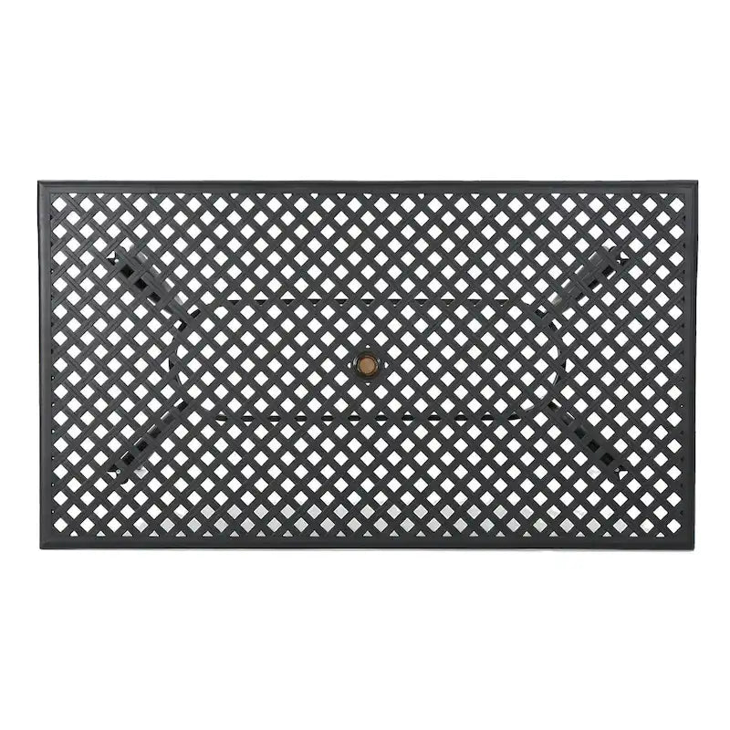 Cay Outdoor Dining Table, 67 Inch Rectangular, Lattice Black Aluminium
