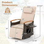 Gymax 2PCS Outdoor Swivel Rattan Recliner Chair Patio Wicker Chaise
