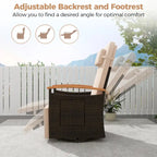 Gymax 2PCS Outdoor Swivel Rattan Recliner Chair Patio Wicker Chaise