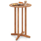 Gymax 39 Outdoor Acacia Wood Bar Table w/ Slatted Tabletop for